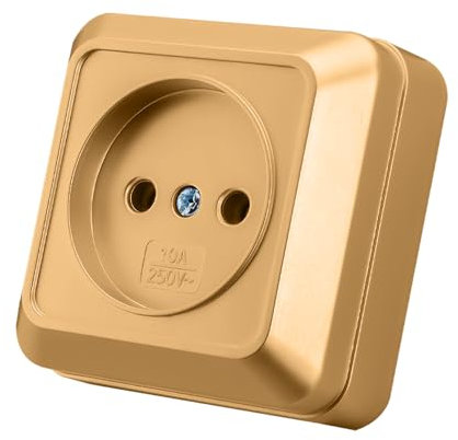 Enchufe de pared,Juego de enchufes eléctricos de pared,Enchufe de pared de interior 250V AC 16A Enchufe sin toma de tierra Color de oro