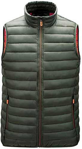 KONG JIMFAN Mäntel Herren Sale Herren Steppweste Warm Herren Weste Mit Stehkragen Übergangsjacke Outdoor Jacke Übergangs Daunenweste Multi Taschened Ärmellose Jacke Daunenjacken(Armeegrün,3XL)