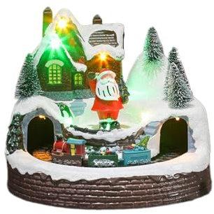 alloneslife Weihnachtszug Figur mit Drehbewegung, funkelnder musikalischer Weihnachtszug für eine Urlaubsdekoration