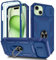 Pilaru 3 in 1 for iPhone 15 Plus Case | With Front Frame | [Separate] 2 Screen Protectors & Kickstand Ring & Camera Cover Military Grade Drop Shockproof Protection for iPhone 15 Plus,Blue