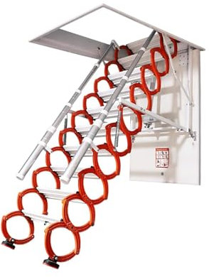 ZONABSQQ Teleskopleiter Decken-Loft-Dachboden-Verlängerungsleiter, Dachbodentreppe aus Titan-Magnesium-Legierung für Duplex-Villa, kleine Wohnung, Fernbedienung Innenrenovierung