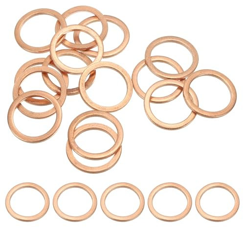 PATIKIL 15pcs Arandela de Cobre M14, Anillo de Sellado, 18x14x1.5mm(OD*ID*Grosor) Junta Plana Métrica Crush Accesorios Hidráulicos para Tornillos Perno Tapones de Cárter Drenaje de Aceite