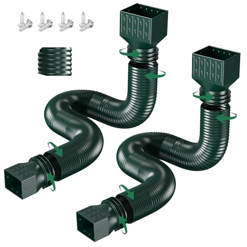 Regenrinnen-Fallrohrverlängerungen, verbesserte flexible Ablauf-Downspout Extender, Regenwasserablaufumsteller mit Mini-Anschluss, ausziehbar von 50,8 bis 327 cm, 2 Stück