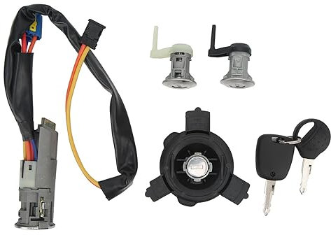 Brilluxa Kit complet de cylindre de serrure de véhicule avec interrupteur d'allumage, serrure de porte 4162EW, remplacement automobile pour Peugeot 206 206C.C Interrupteur d'allumage