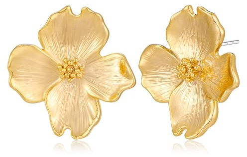 LILIE&WHITE Damen Blüten Ohrstecker, Elegante Goldene Ohrringe, Hypoallergen und Leicht, Stilvolles Geschenk für Frauen, Schmuck für Alltag und Besondere Anlässe
