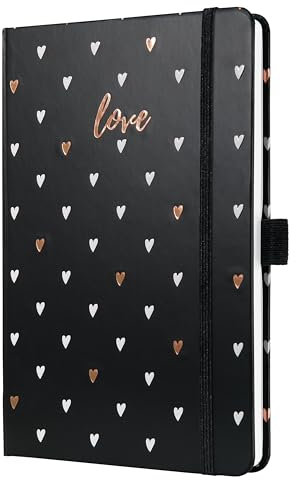 SIGEL J6335 Wochenkalender 2026 ca. A5, schwarz, Hardcover, Gummiband, Stiftschlaufe, Einstecktasche, 174 Seiten, vegan, Buchkalender, Terminplaner Taschenkalender Jolie