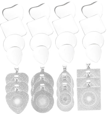 Garneck 48 Stück Edelstahl Cabochon Rohlinge Für DIY Schmuckherstellung – Anhänger in Herz - Oval - Und Rund Ideal Für Kreative Projekte Und Personalisierte
