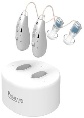 Polaland Amplificatore di Suono Personale Ricaricabile Design Retroauricolare Discreto, Chip DSP, Volume Regolabile, Uso per TV e Conversazione