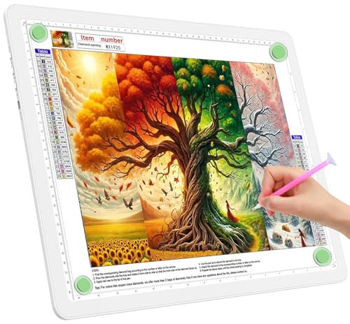 TOHETO A3 Leuchttisch für Diamantmalerei, Ultraheller Leuchtkasten mit Seitliche Tasten, LED Licht Pad zum Nachzeichnen, Lichtplatte Lichttafel zum Skizzieren, Zeichnen, Tattoo, Designen (Weiß)