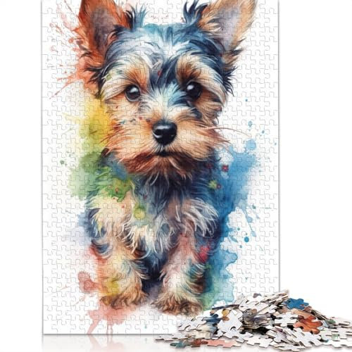 Jigsaw Puzzles for Adults Yorkshire Terrier Puppy 1000 Piece Puzzle Wooden Jigsaw Puzzle for Adults And Age 18 And Up Christmas Birthday Gifts 1000pcs (75x50cm)