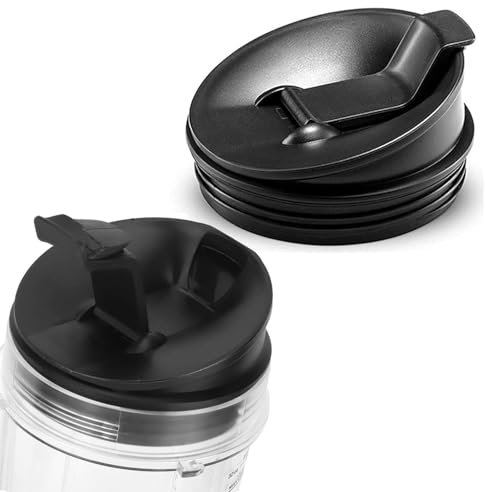 Dia. 9.4cm Replacement Parts Lids Compatible with Nutri Ninja Blender, Top To-Go Spout Lid Suitable for Ninja 18oz /24oz /32oz Cups (2 Pack) (Flip Lid)