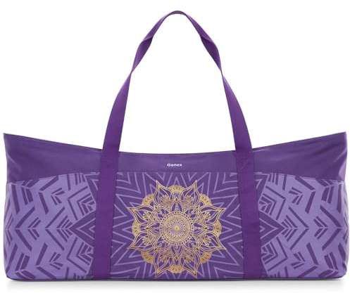 Gonex Yogatasche, Extra Große Canvas Sporttasche mit Wasserdichtem Fach & Metallreißverschluss, Für Matte & Blöcke, Stylische Tragetasche für Damen, Ideal für Yoga, Pilates, Reisen, Lila