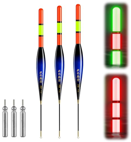 Led Posen Angeln Mit Bissanzeiger, 3 Stück Posen Angeln Mit Farbveränderte Licht, Leuchtposen Led Mit Batterie, Knicklichter Angeln Zubehör Zum Tauchgebiet Am See Fluss Oder Teich (12g/15g/20g A)