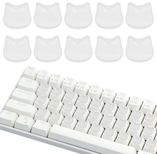 80Pcs Cat Glass Keyboard Bubbles for Long Nails, Transparent Cute Raised Keyboard caps & Stickers for Typing with Long Nails, Universal Fit for Most Laptops, PC Keyboards and Calculators