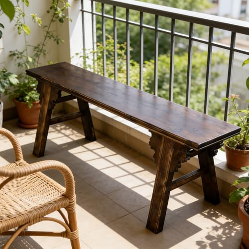 ZCQMSCWW Sitzbank Holz,Holzbank Rustikal Esszimmerbank,für Wohnzimmer, Esszimmer, Schlafzimmer, Eingangsbereich(Dark Brown,2-38.5x8.2x16.5in)