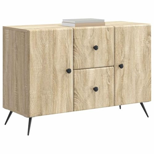 vidaXL Sideboard Sonoma-Eiche 89 x 34,5 x 60 cm Holzwerkstoff, Wohnzimmer, Rechteckiger Moderner Sideboard, Viel Stauraum, Verstellbarer Organizer, Stilvolle Lösung