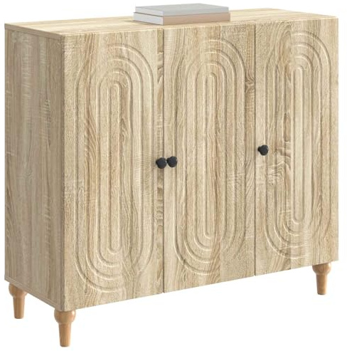 vidaXL Sideboard Sonoma-Eiche 89 x 34,5 x 80 cm Holzwerkstoff, Wohnzimmer, moderner Schrank, stylische Aufbewahrung, rechteckiges Design, praktische Organizer für Dein Zuhause
