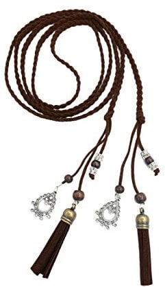 Ty Exotic Damen Taillengürtel/Seil/Kette mit Quaste und Perlen in 8 Kaffeefarben