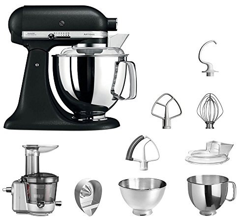 KitchenAid Küchenmaschine | VORTEILS SET | Artisan 5KSM175PS Entsafter Paket | inklusive Entsaftervorsatz, Zitronenpresse und Standardzubehör (Gusseisen Schwarz)