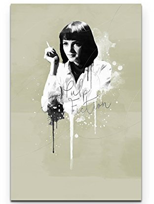 Paul Sinus Art Pulp Fiction Mia Wallace 90x60cm Splash Art Wandbild auf Leinwand naturfarbend