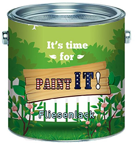 Paint IT! langfristiger 2-Komponenten Fliesenlack alternative zum Kuchenschild/Küchenspiegel inkl. Härter GLÄNZEND Farbauswahl Fliesenlack Lack (1 L, Cremeweiß)