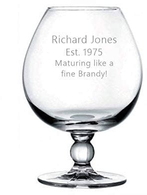 County Engraving Personalised Large 18oz Copa Brandy Glass - Maturing Like a fine Brandy Ideal Birthday Gift for Husband, dad, Grandad- Enter Your Own Name and Year