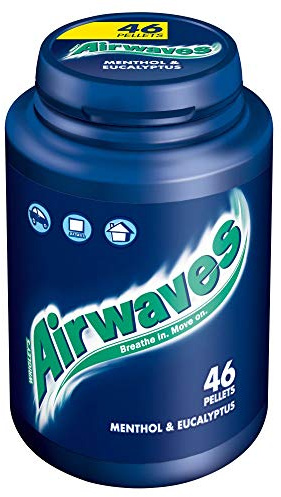 Wrigleys Airwaves Menthol Eucalyptus Sugarfree Chewing Gum Bottle 64g / 46pce x 6 Sugarfree Chewing Gum