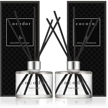 Cocod'or [COCODOR/Pure Cotton Signature Reed diffusers Oil with a Set of 5 Fiber Sticks, 200ml*2Packs, Best for Home, Kitchen, Bathroom. A Wide Variety of scents for Aromatherapy, Good for Gifts.