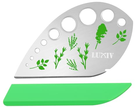 Herb Stripper 9 holes, Luxiv Stainless Steel Kitchen Herb Stripping Tool Loose Leaf Kale Razor Metal Leaf Pealer for Kale, Chard, Collard Greens, Thyme, Basil, Rosemary