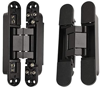 TamBee 15,2 cm Türscharniere versteckte Scharniere unsichtbare Scharniere Schwerlast Zinklegierung 180 Grad Schwingscharnier, 3-fach verstellbares Stoßscharnier 15,2x6,3 x2,5 cm, Schwarz (2 Stück)