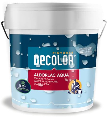 PINTURAS DECOLOR Esmalte al agua Blanco Satinado. 750 ML