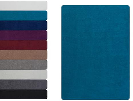 Frottee Spannbettlaken Spannbetttuch 90 - 100 x 200 cm, Bettlaken 80% Baumwolle - 20% Polyester, Kuschelig Weich und Warm, Matratzen bis 23-25 cm, OEKO-TEX MADE IN GREEN, Petrol