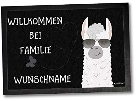 Sunnywall Fußmatte Türmatte Personalisiert Alpaka Willkommen Eingang