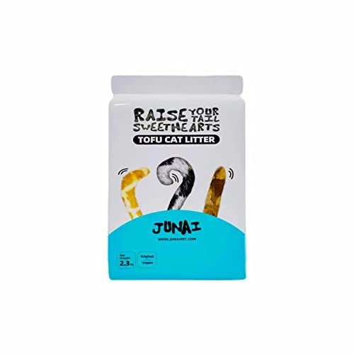 JUNAI Tofu Cat Litter 2.3kg, Original Clumping Cat Litter Pellet Natural Vegan Kitty Litter, Lightweight and Dust Free cat Litter for Multiple Cats, Flushable and Biodegradable(One Pack)