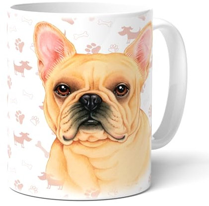 Französische Bulldogge Hellbraun - Kaffeetasse, Becher, Teetasse aus hochwertiger Keramik. Kaffeebecher mit schöner Grafik und Spruch in deutscher Sprache. Praktisches Geschenk.