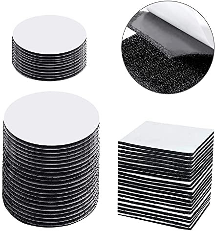 QH-Shop Klettband Selbstklebend 50 Stücke Extra Stark Rechteck Rund Doppelseitig Klebend Wiederverwendbares Klettverschluss Selbstklebend für Wände Boden Tür Metalle Gläser Schwarz