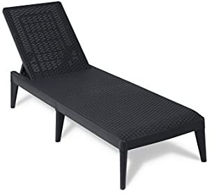 Toomax Lettino Numana prendi sole con effetto rattan, schienale regolabile, anti-UV, colore antracite