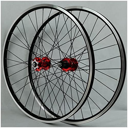 VPPV 26/27,5/29 Zoll V-Bremse Mountainbike Räder, Doppelwandig Aluminiumlegierung Hybrid/MTB Felgen Laufradsatz 32 Löcher für 7/8/9/10/11 Geschwindigkeit (Farbe : Rot, Size : 27.5 INCH)