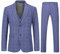 Allthemen Costume Homme 3 Pièces Tuxedo Slim Fit à Carreaux Deux Boutons d'affaire Mariage Veste+Gilet+Pantalon #6238 Gris M