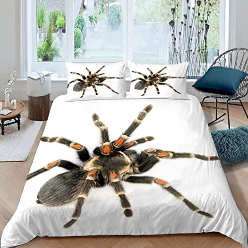 Rotknie-Vogelspinne Bettbezug 155x220 Bettwäsche-Set 100% Mikrofaser Bettbezüge mit Reißverschluss und 2 Kissenbezug 80x80 cm Wilde Tiere Bettwäsche 155x220 für Teenager Jungen Mädchen