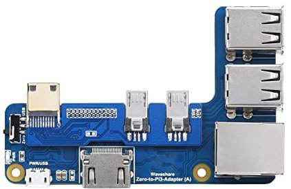Waveshare Pi Zero auf Raspberry Pi 3B/B+ Adapter, Onboard 4-CH USB Port,100m Ethernet Port und HDMI Port, Alternative für Raspberry Pi 3 Model B/B+, Unterstützt Pi Zero und Pi Zero 2W