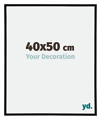 yd. Your Decoration - Cadre Photo 40x50 cm - Noir Brillant - Cadre Photo en Plastique Avec Verre acrylique - Anti-Reflet - Cadre 40x50 - Annecy