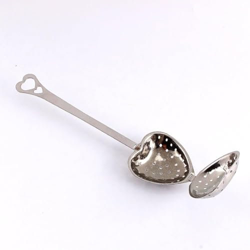 Long Handle Tea Strainers for Loose Tea, Mesh Heart Shaped Loose Tea Infuser Reusable Interval Diffuser Tea Partition Spoon for Teapots Cups Mugs to Brewing Steeping, 14cmX4cm