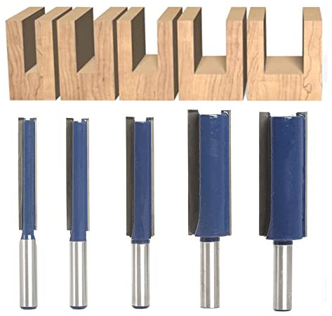 Sinoprotools 5 Stück Nutfräser, Fräser für Oberfräse 8mm Schaft, Gerade Oberfräsen-Bits Set, Nutenfräser Router Bit, Holzfräser Fräser Schaftfräser Holzbearbeitungswerkzeug Bit 8/10/12/18/20mm