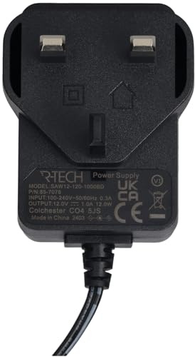 R-TECH 857078 AC/DC Adapter 12dc 1amp UK Plug Top