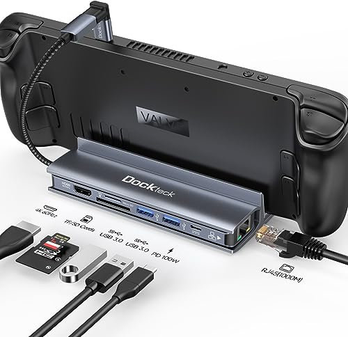 Dockteck 7 in 1 Dock, USB-C Adapter mit HDMI 4K 60Hz, LAN RJ45, 100W PD, SD/Micro SD, 2 USB 3.0 USB C Hub