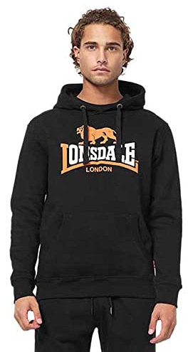 Lonsdale Herren Kapuzenpullover Thurning, Farbe:Black/orange/White, Größe:3XL