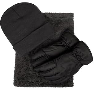 Mountain Warehouse Kids Ski Accessories Set - Warm & Cosy, Water-resistant, Fleece Lining - Best for Tennis, Fishing, Running, Camping, Hiking & Outdoors Charcoal L