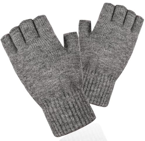 BEIRCOIN Fingerlose Handschuhe, Handschuhe ohne Finger Winter Warme Strickhandschuhe Arbeiten Camping Wandern Laufen Radfahren Fahren für Herren und Damen