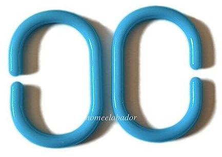 Shower Curtain Hanging Hooks Plastic Curtain Rail Hooks Pack of 12 C-Shaped Shower Curtain Hook Light-Blue Color Plastic Shower Curtain Rings for Bathroom Window Shower Rod